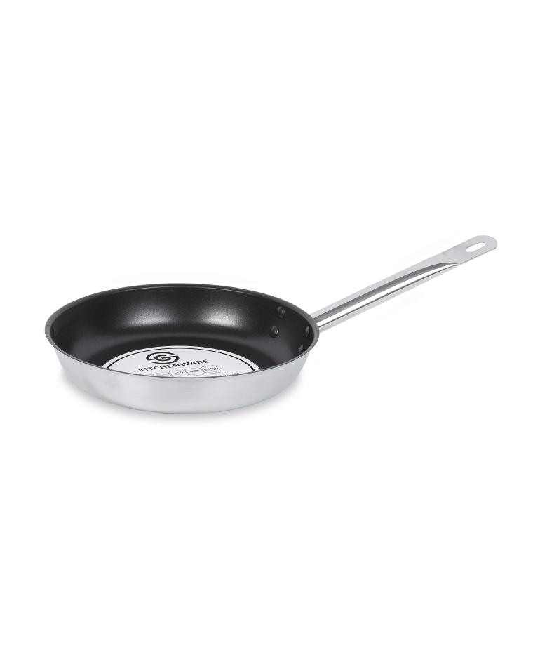 Poêle à frire - Inox - Ø24 CM - Antiadhésive - H 4,5 CM - Promoline