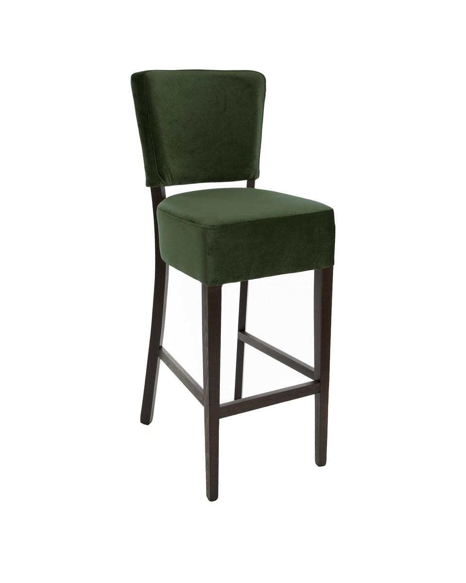 Tabouret de bar Horeca - Naples - Velours - Avec dossier - Vert foncé - Promoline