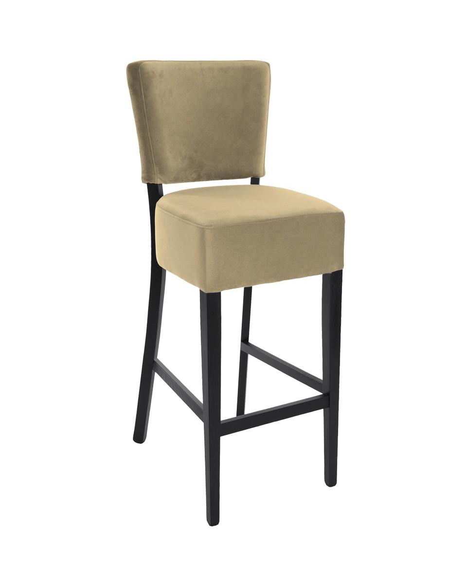 Tabouret de bar Horeca - Naples - Velours - Avec dossier - Taupe - Promoline