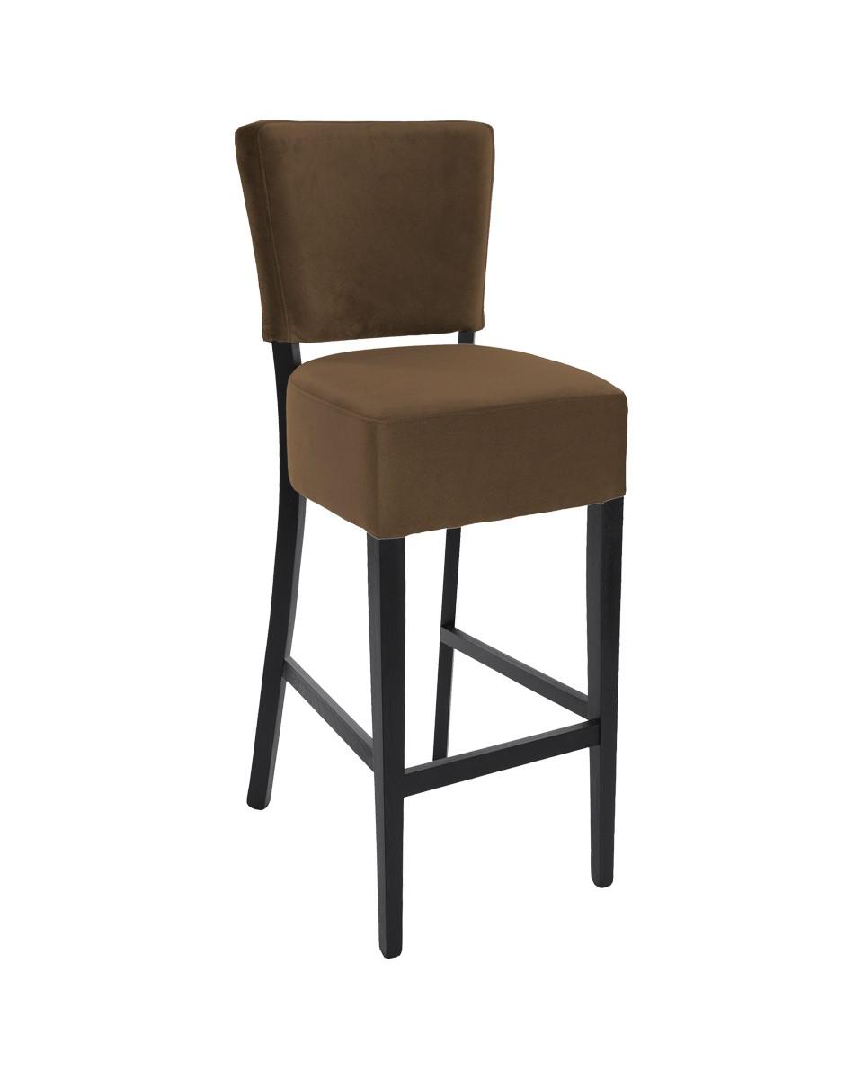 Tabouret de bar Horeca - Naples - Velours - Avec dossier - Marron - Promoline