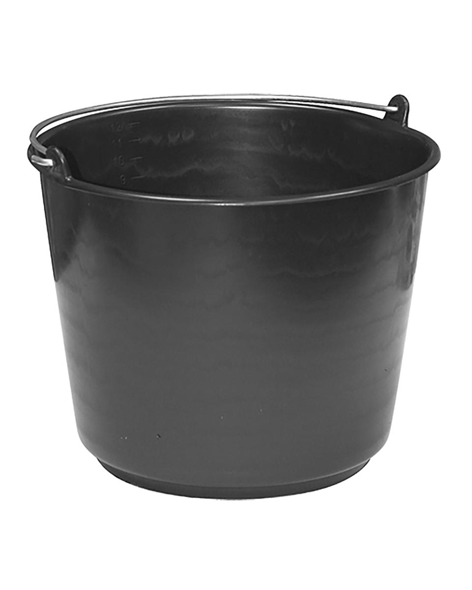 Seau - H 26 CM - 0,48 KG - Ø31 CM - Polyéthylène - Noir - 12 Litres - 821001