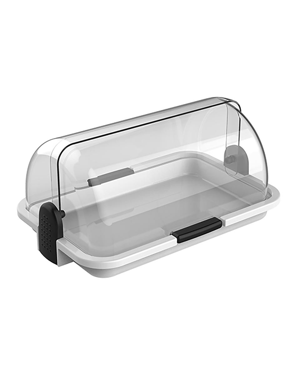 Vitrine buffet - H 14 x 30 x 20 CM - 0,7 KG - Polypropylène - Transparent - Couvercle Rolltop - 245001