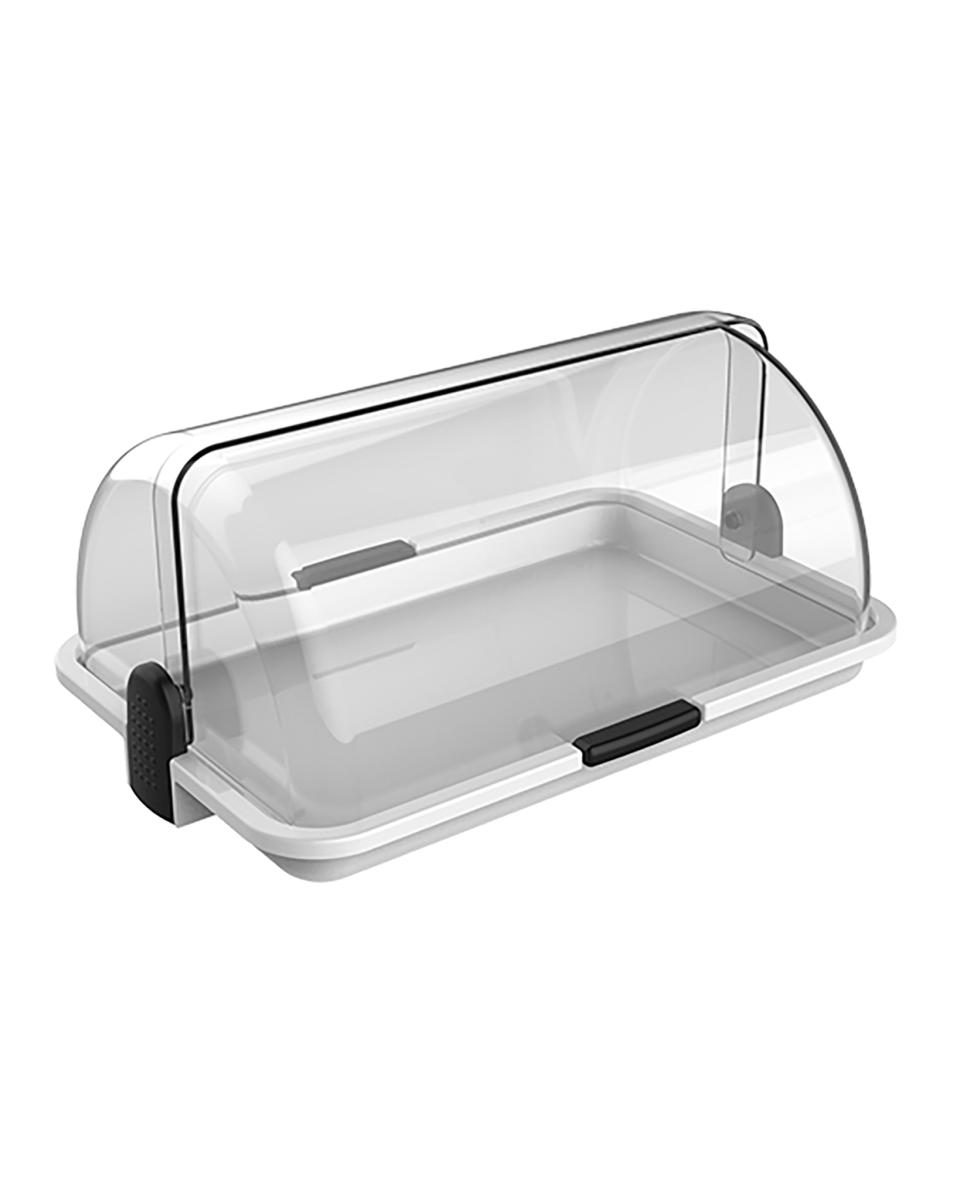 Vitrine buffet - H 17 x 38 x 26 CM - 1,25 KG - Polypropylène - Transparent - Couvercle Rolltop - 245005