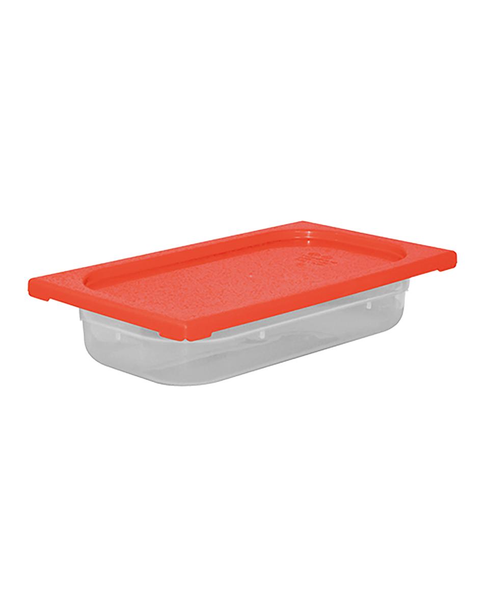 Boîte Alimentaire - 1/3 GN - 2.4 Litre - H 6.5 x 32.5 x 17.6 CM - Polypropylène - Rouge - -40°C / +70°C - Hermétique Verrouillable - Caterchef - 953856