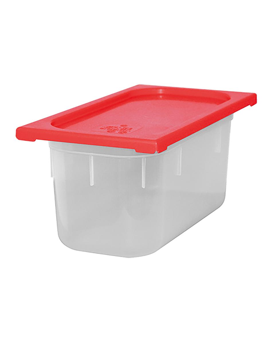 Boîte Alimentaire - 1/3 GN - 5.3 Litre - H 15 x 32.5 x 17.6 CM - Polypropylène - Rouge - -40°C / +70°C - Hermétique Verrouillable - Caterchef - 953858