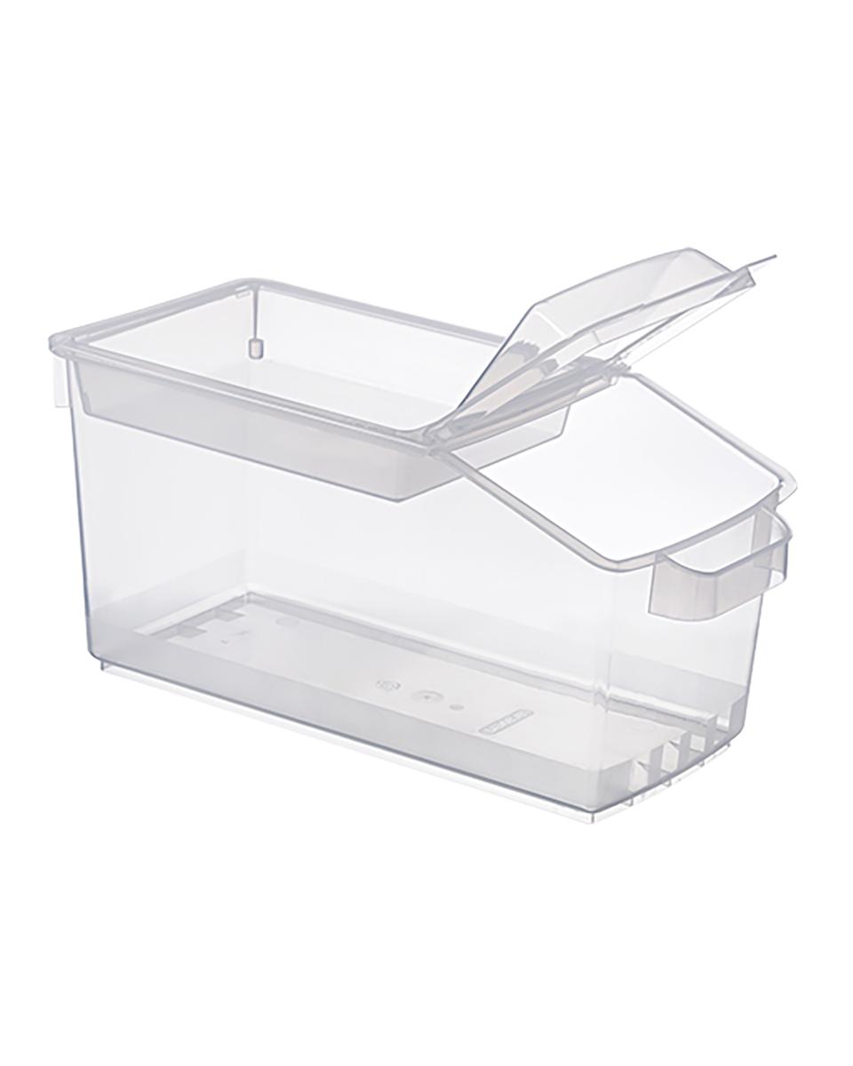 Conteneur alimentaire - H 22,7 x 23 x 48 CM - 1 029 KG - Polypropylène - Transparent - 14 Litre - -40°C / +90°C - Couvercle à charnière - Araven - 962050