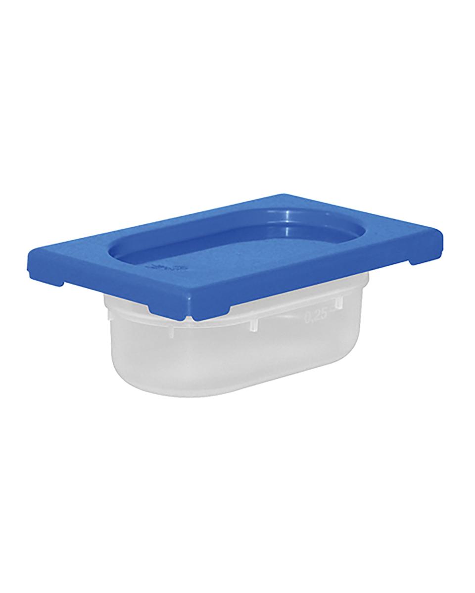 Boîte Alimentaire - 1/9 GN - 0.6 Litre - H 6.5 x 17.6 x 10.8 CM - Polypropylène - Bleu - -40°C / +70°C - Hermétique Verrouillable - Caterchef - 953880