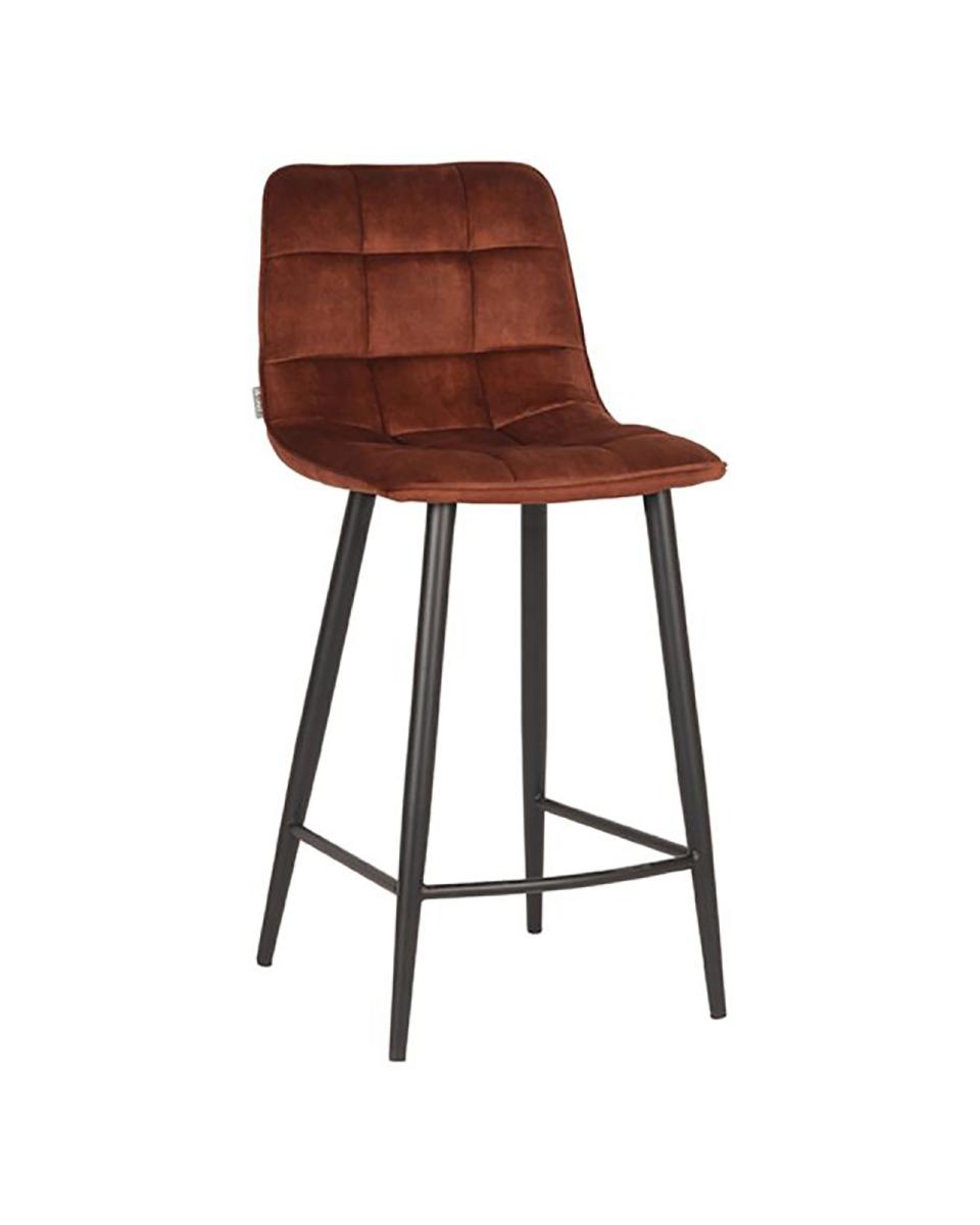 Tabouret de bar - Jelle - Hauteur d'assise 78 CM - Velours - Rouille - Promoline