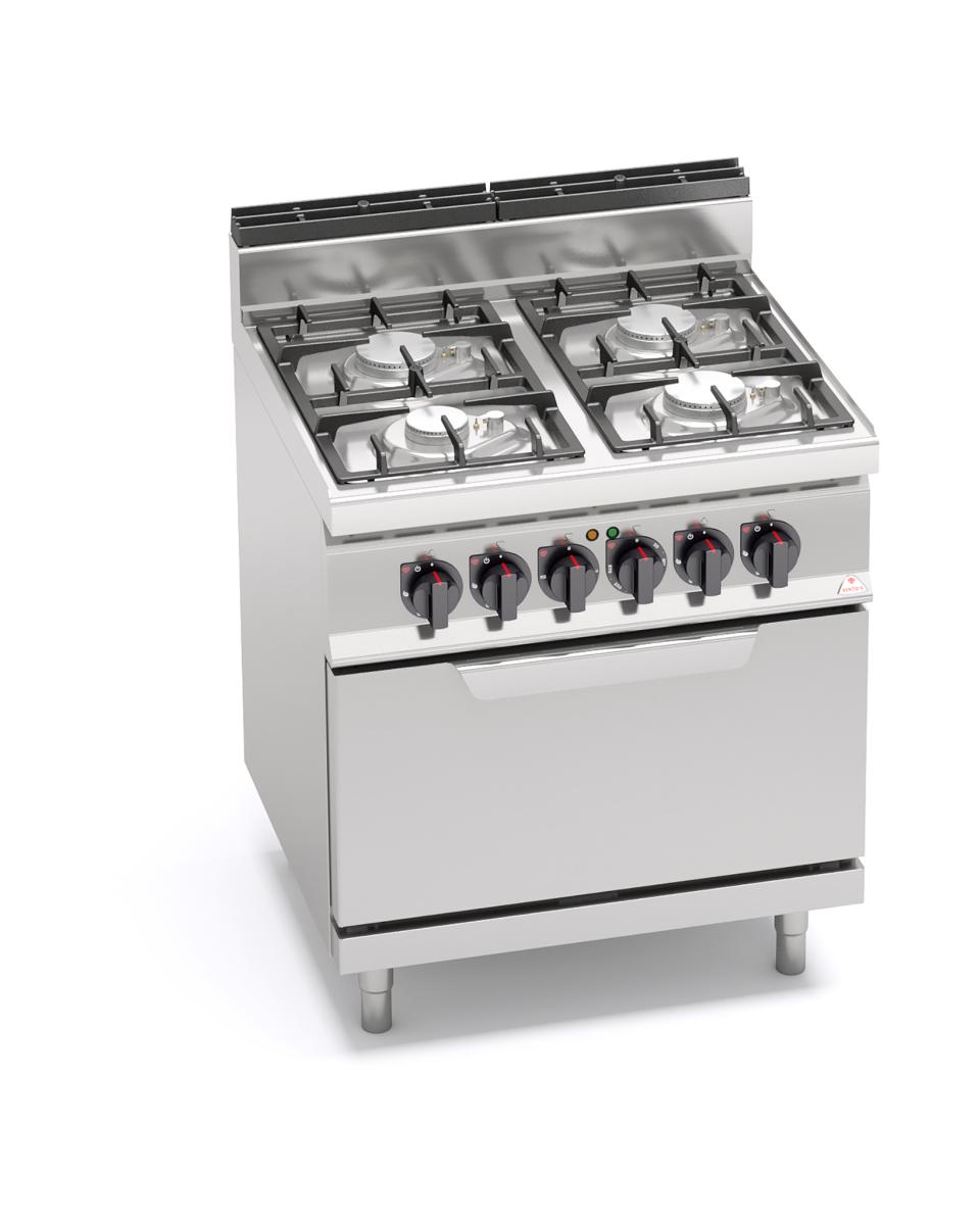 Cuisinière à gaz CHR - 4 feux - Four 400V - Eco power - Berto's - G7F4PW+FE