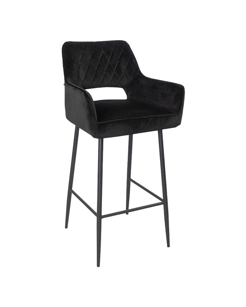 Tabouret de bar traiteur - Mieke - Velours - Noir - Promoline