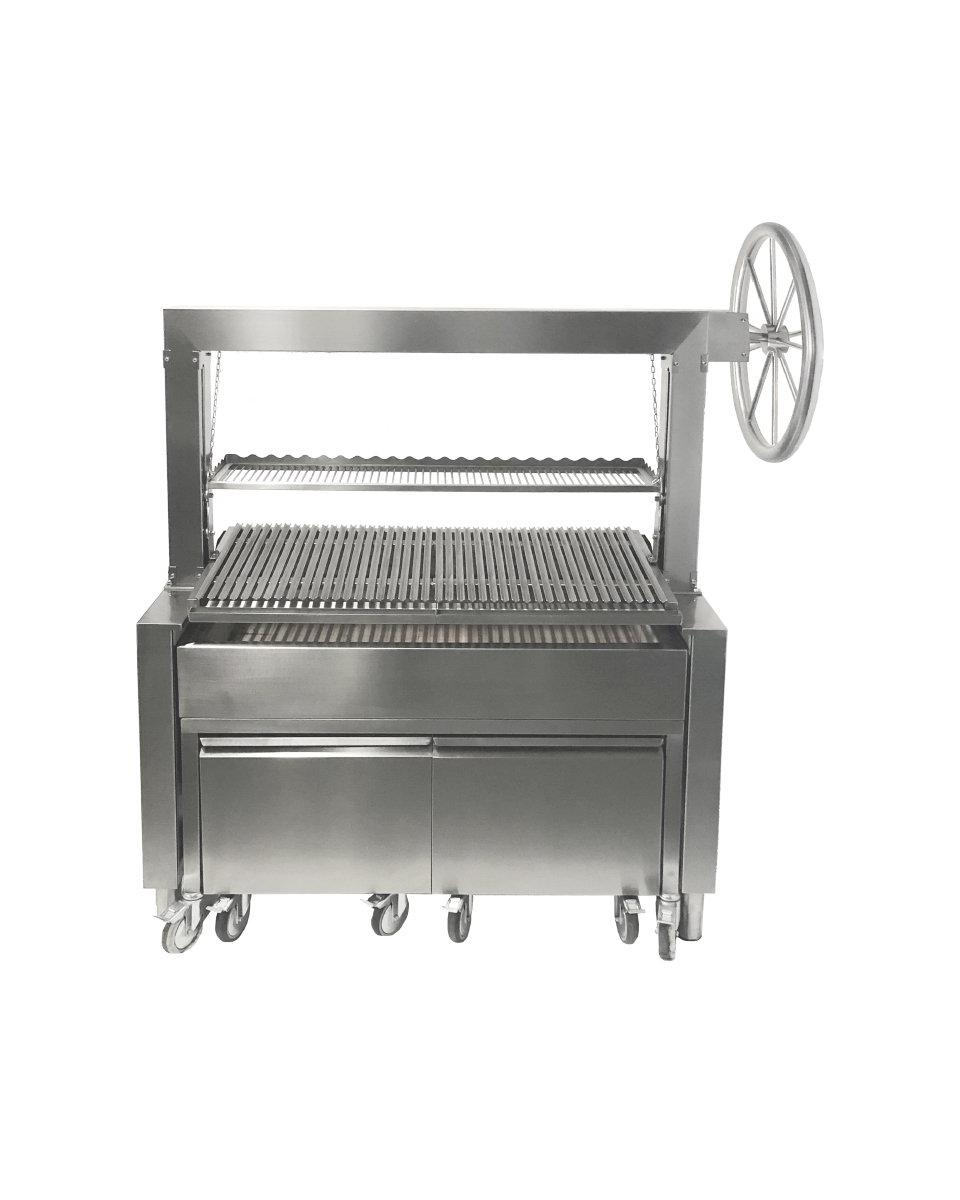 Barbecue à charbon - Grilles orientables - Roues pivotantes - Inox - Promoline