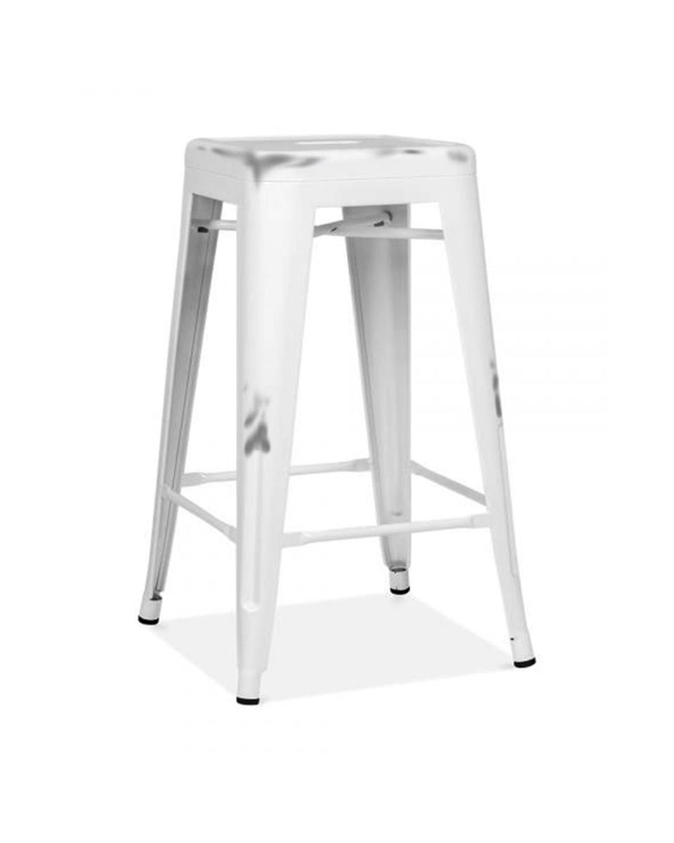 Tabouret de bar traiteur - Rétro - Look vintage - Blanc - Promoline