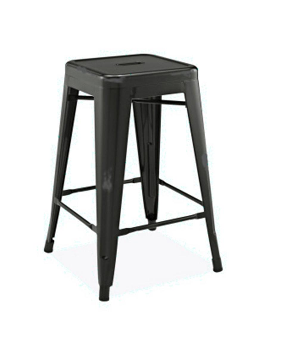 Tabouret de bar traiteur - Rétro - Look vintage - Noir - Promoline