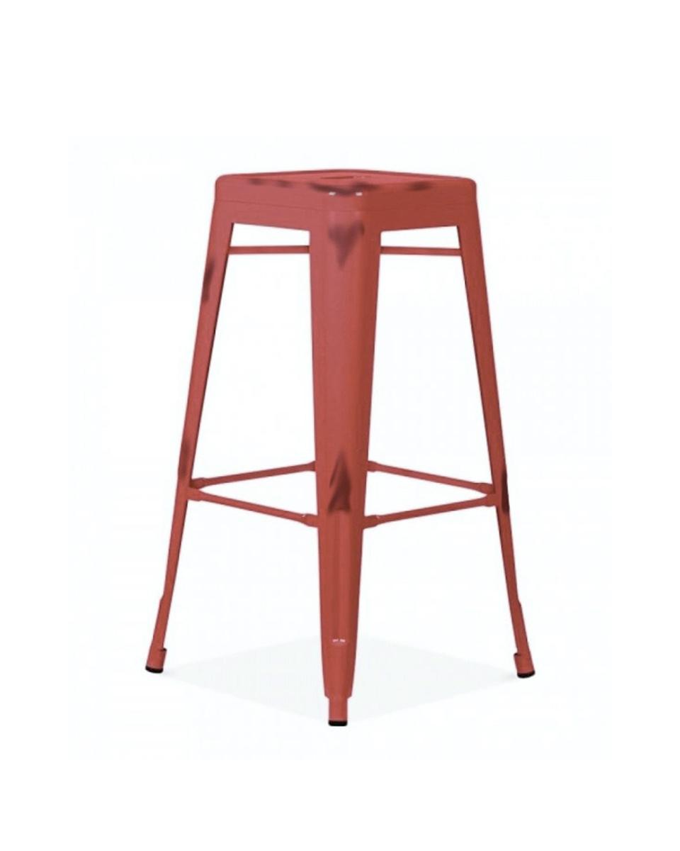 Tabouret de bar traiteur - Rétro - Look vintage - Rouge - Promoline