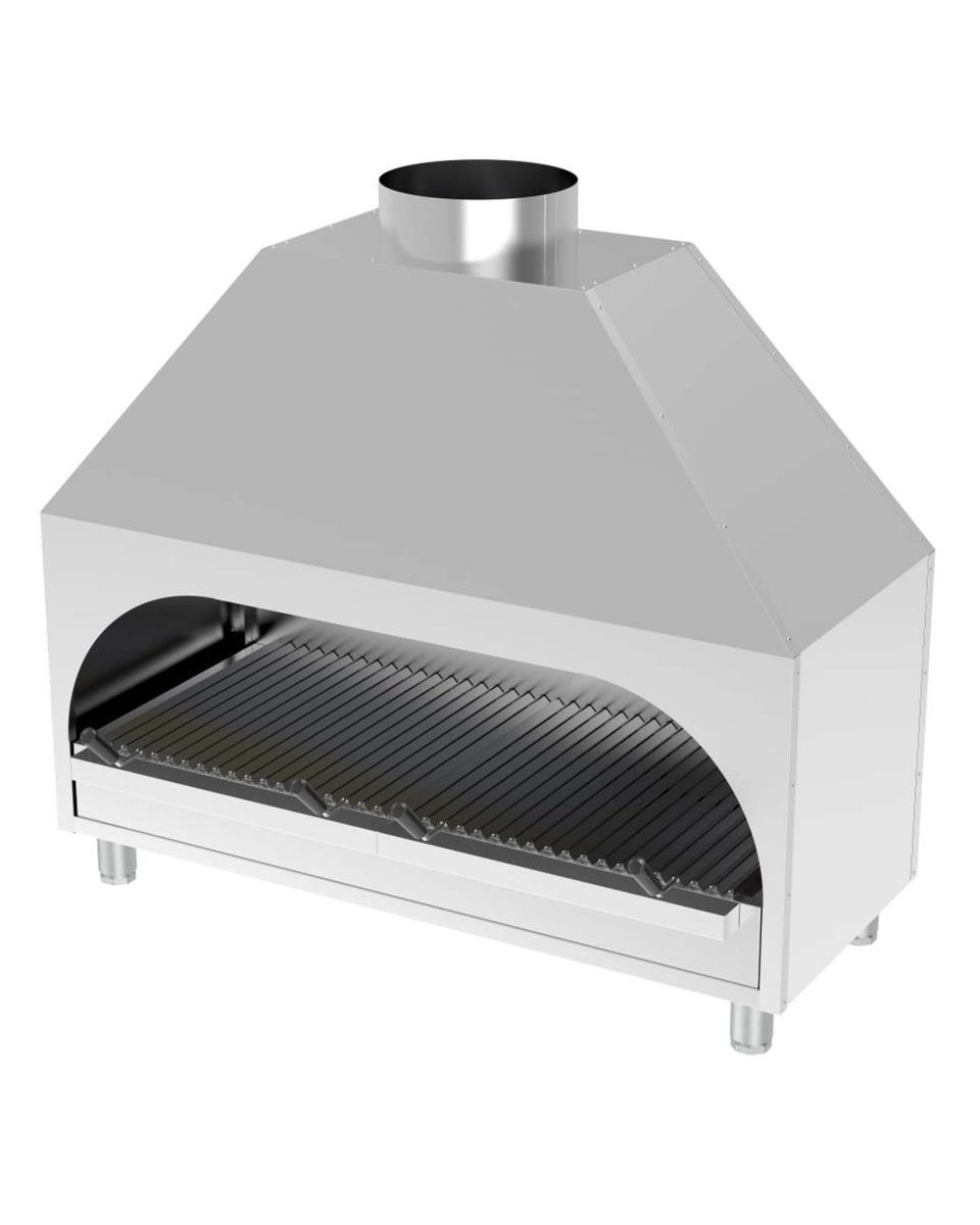 Barbecue à charbon - Modèle de table - H 120 x 130 x 53 CM - Hotte aspirante - Inox - Promoline