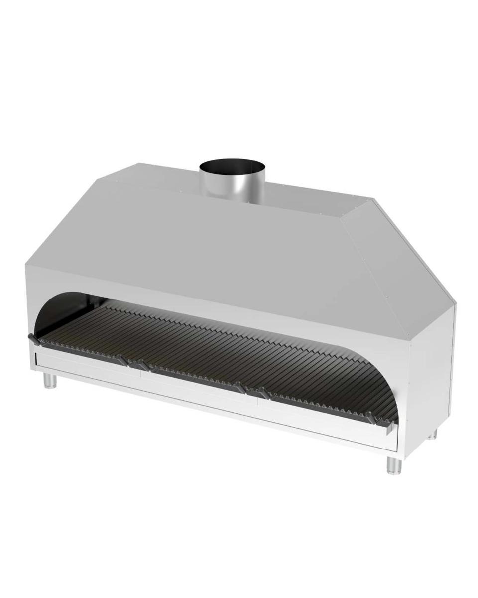Barbecue à charbon - Modèle de table - H 120 x 170 x 53 CM - Hotte aspirante - Inox - Promoline