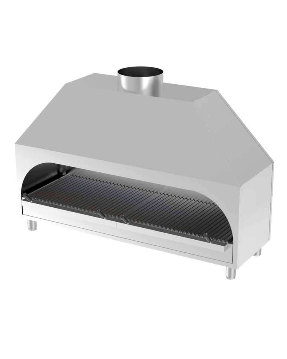 Barbecue à charbon - Modèle de table - H 120 x 200 x 53 CM - Hotte aspirante - Inox - Promoline