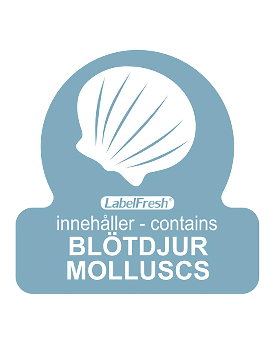 Etiquettes alimentaires - Contient des mollusques - 6 x 6 x 500 pièces - 7,5 x 3,8 CM - Papier - Label Fresh - 532718