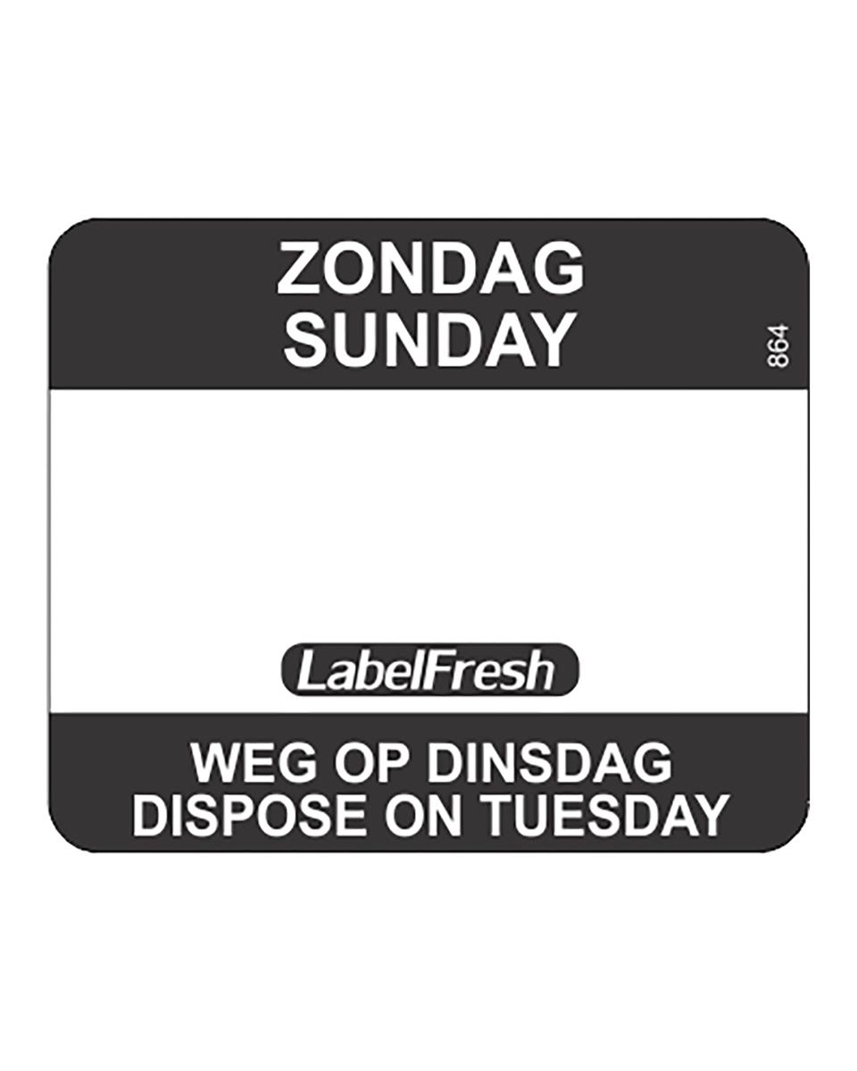 Etiquettes jour - Gone on Sunday - 6 x 500 pièces - 3 x 2,5 CM - Papier - Label Fresh - Facile - 532390