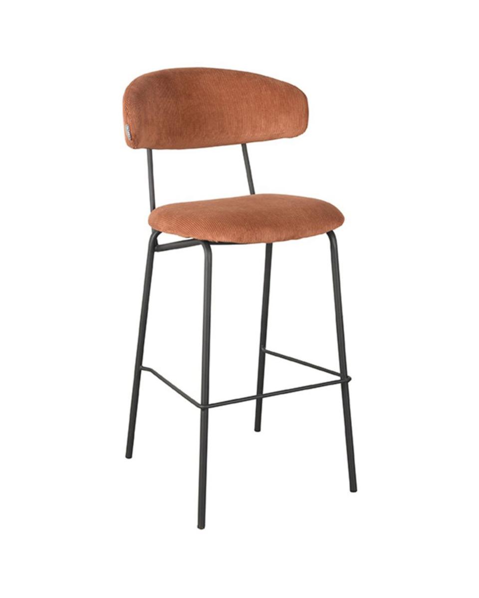 Tabouret de bar - Zaggy - Hauteur d'assise 78 CM - Tissu côtelé - Rouille - Promoline