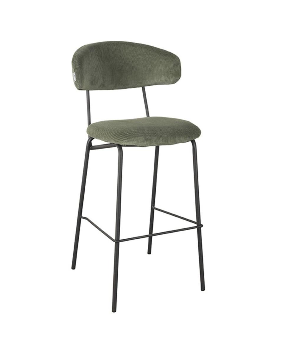 Tabouret de bar - Zaggy - Hauteur d'assise 78 CM - Tissu côtelé - Army - Promoline