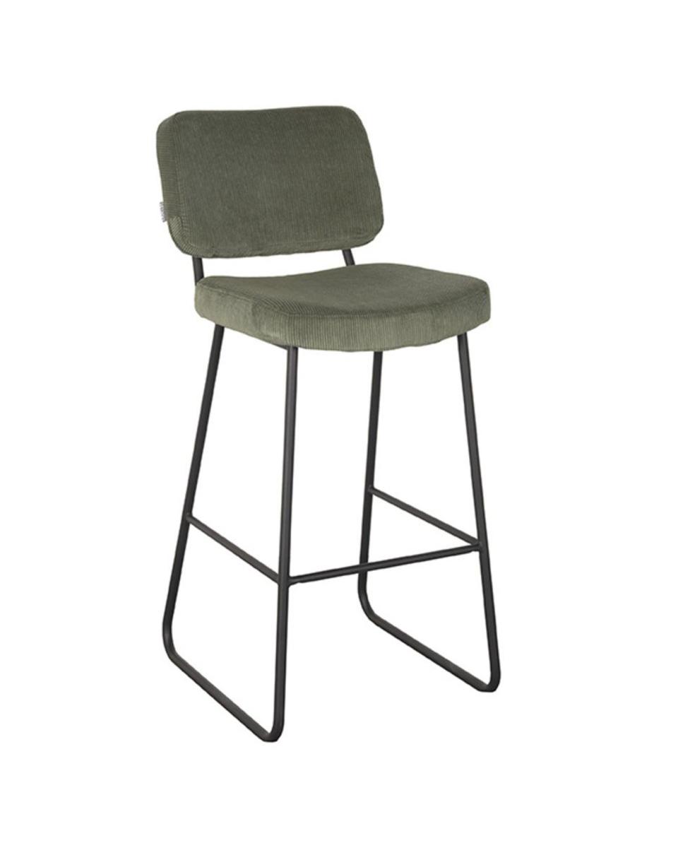 Tabouret de bar - Noah - Hauteur d'assise 78 CM - Tissu côtelé - Army - Promoline