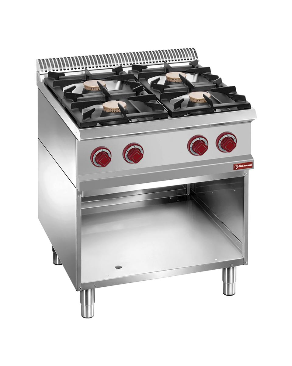 Cuisinière à gaz - 4 feux - Base ouverte - Diamant - G7/4BA7-R