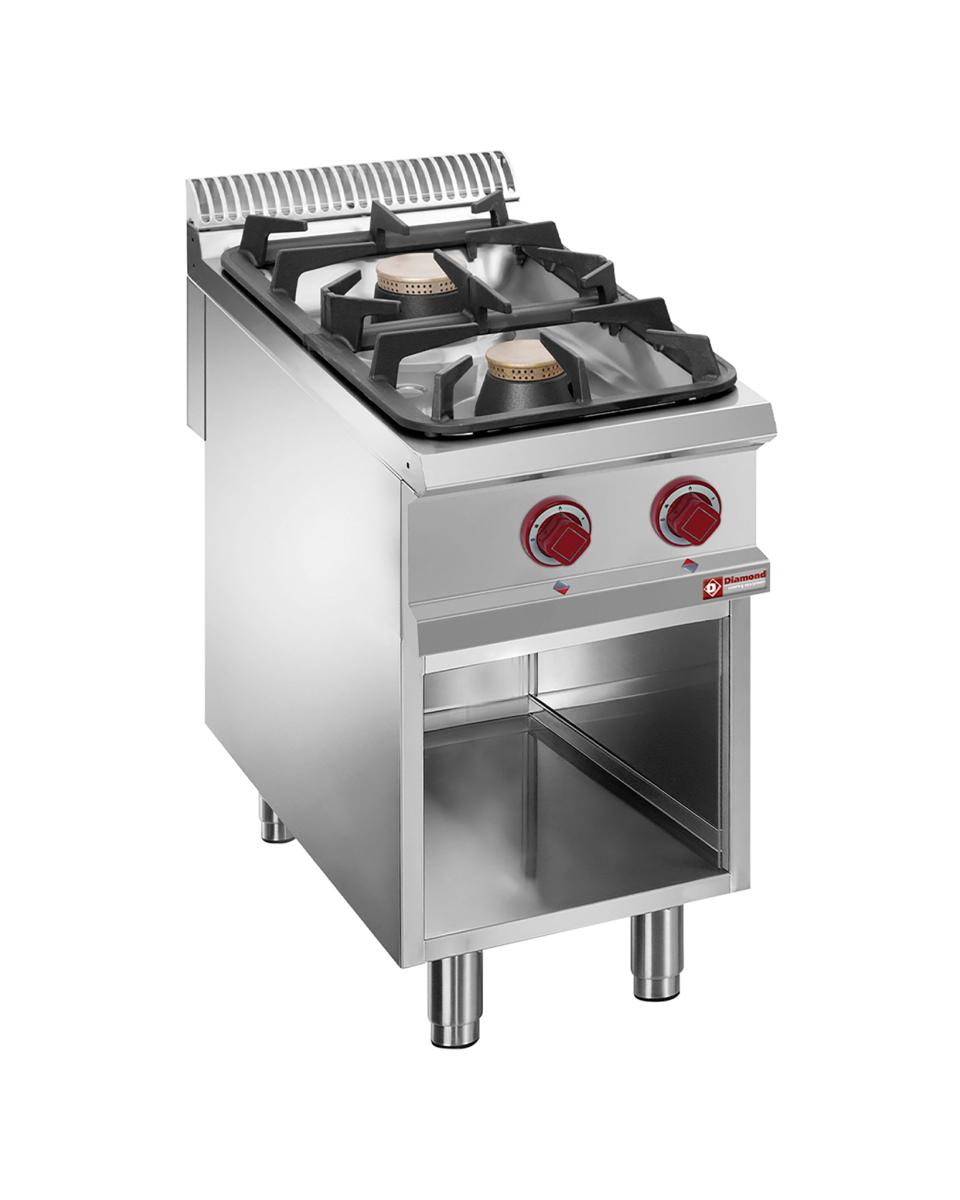 Cuisinière à gaz - 2 feux - Fond ouvert - Diamant - G9/2BA4