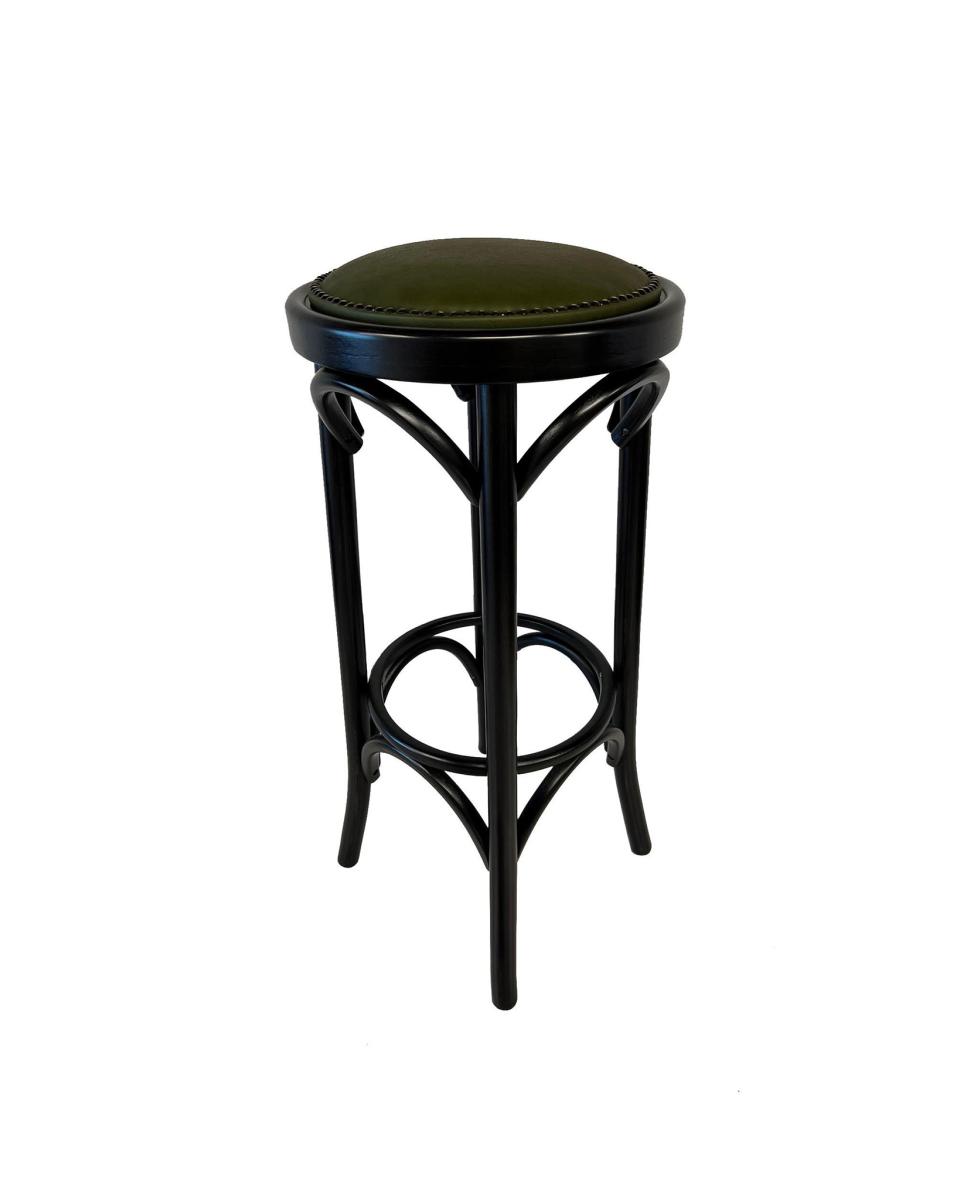 Tabouret de bar Café - Noyer - Hauteur d'assise 80 CM - Assise verte - Promoline