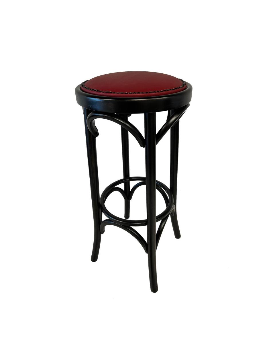 Tabouret de bar Café - Noyer - Hauteur d'assise 80 CM - Assise Bordeaux - Promoline