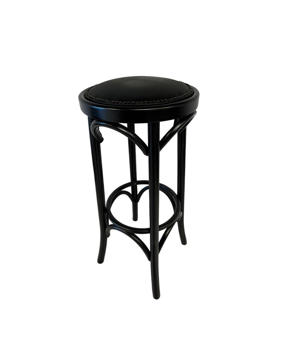 Tabouret de bar Café - Noyer - Assise noire - Hauteur d'assise 80 CM - Promoline