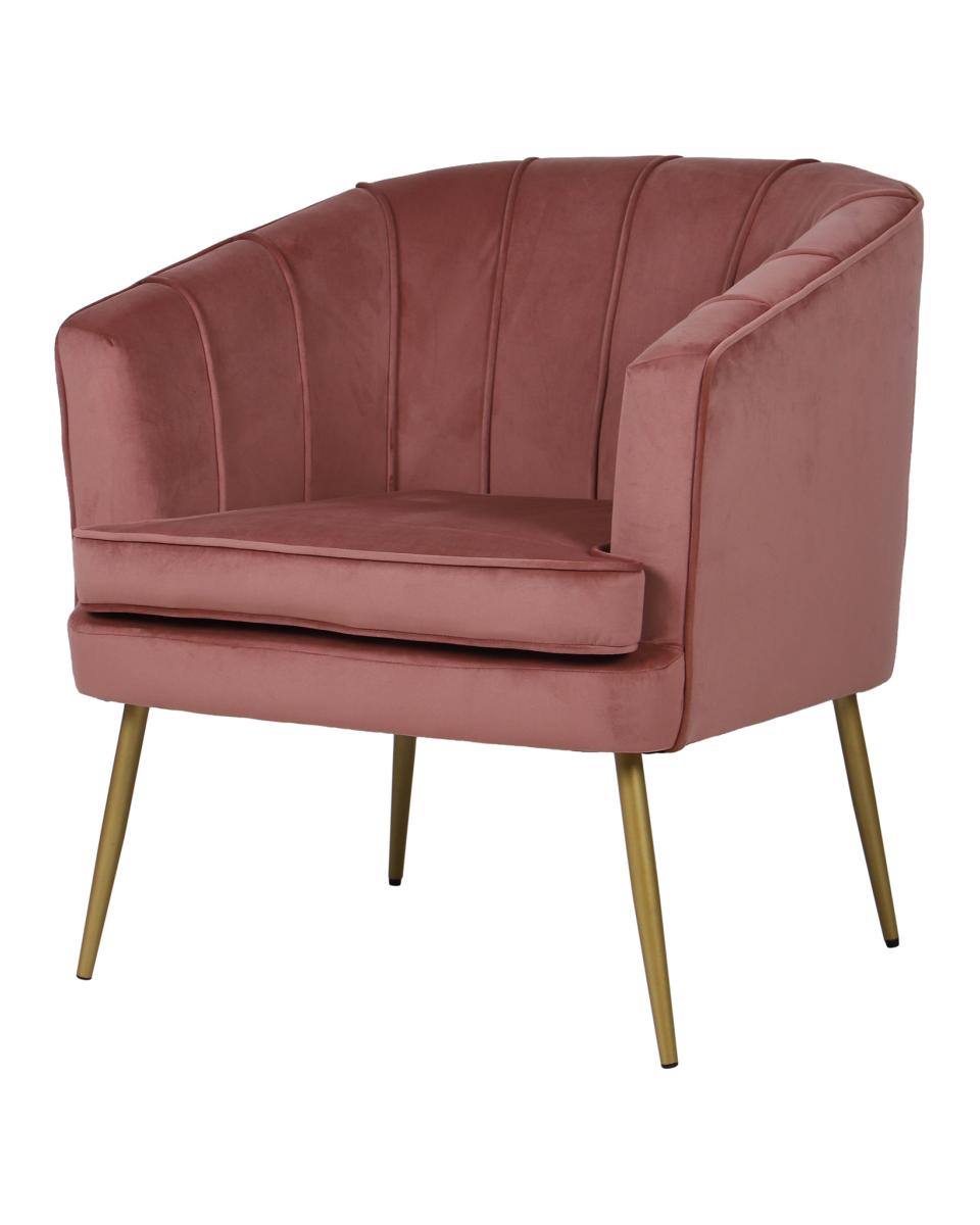 Fauteuil traiteur - Relax - 75 CM - Velours - Vieux Rose - Promoline