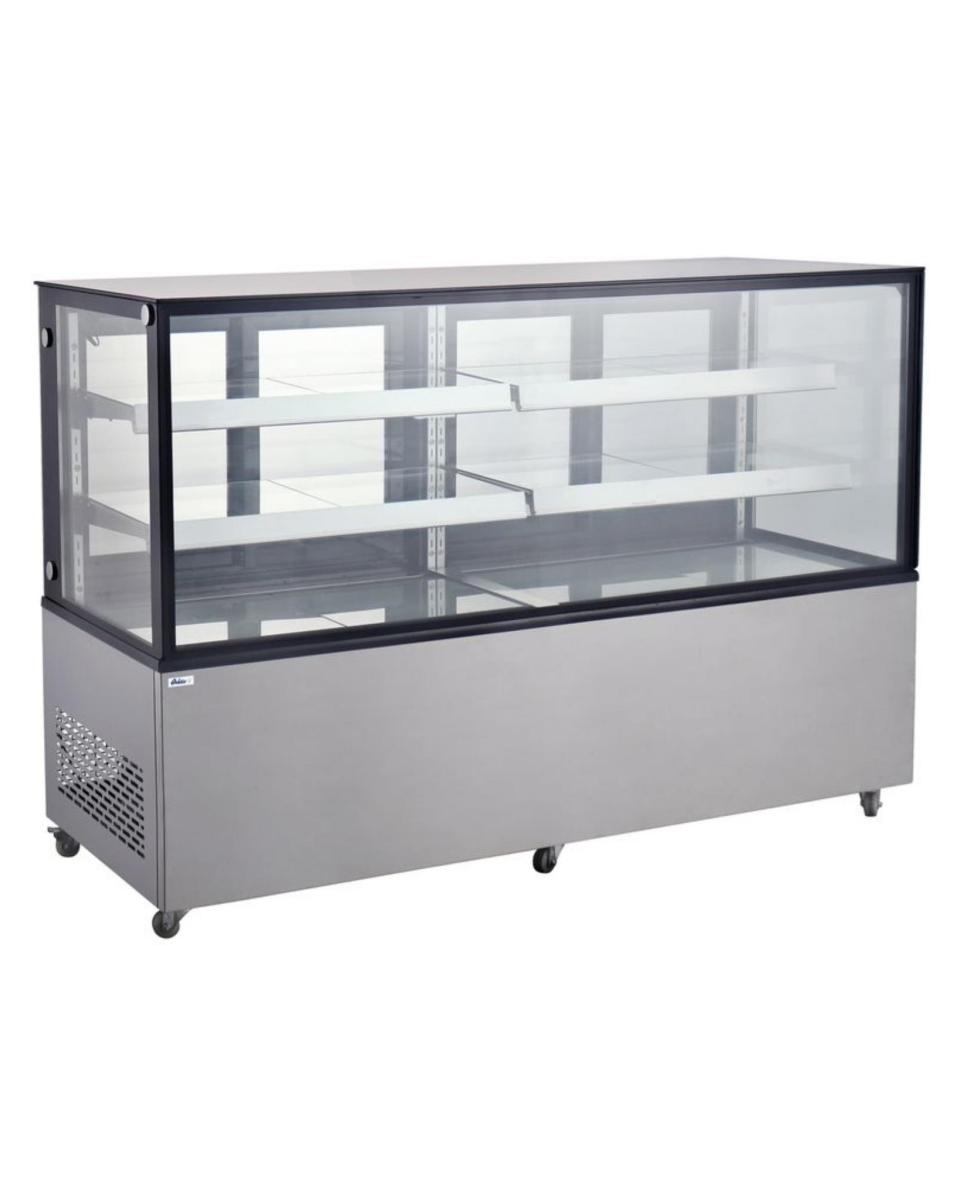 Vitrine réfrigérée 2 étagères - Inox - H 121 X 67,5 X 181,5 CM - Hendi - 233467