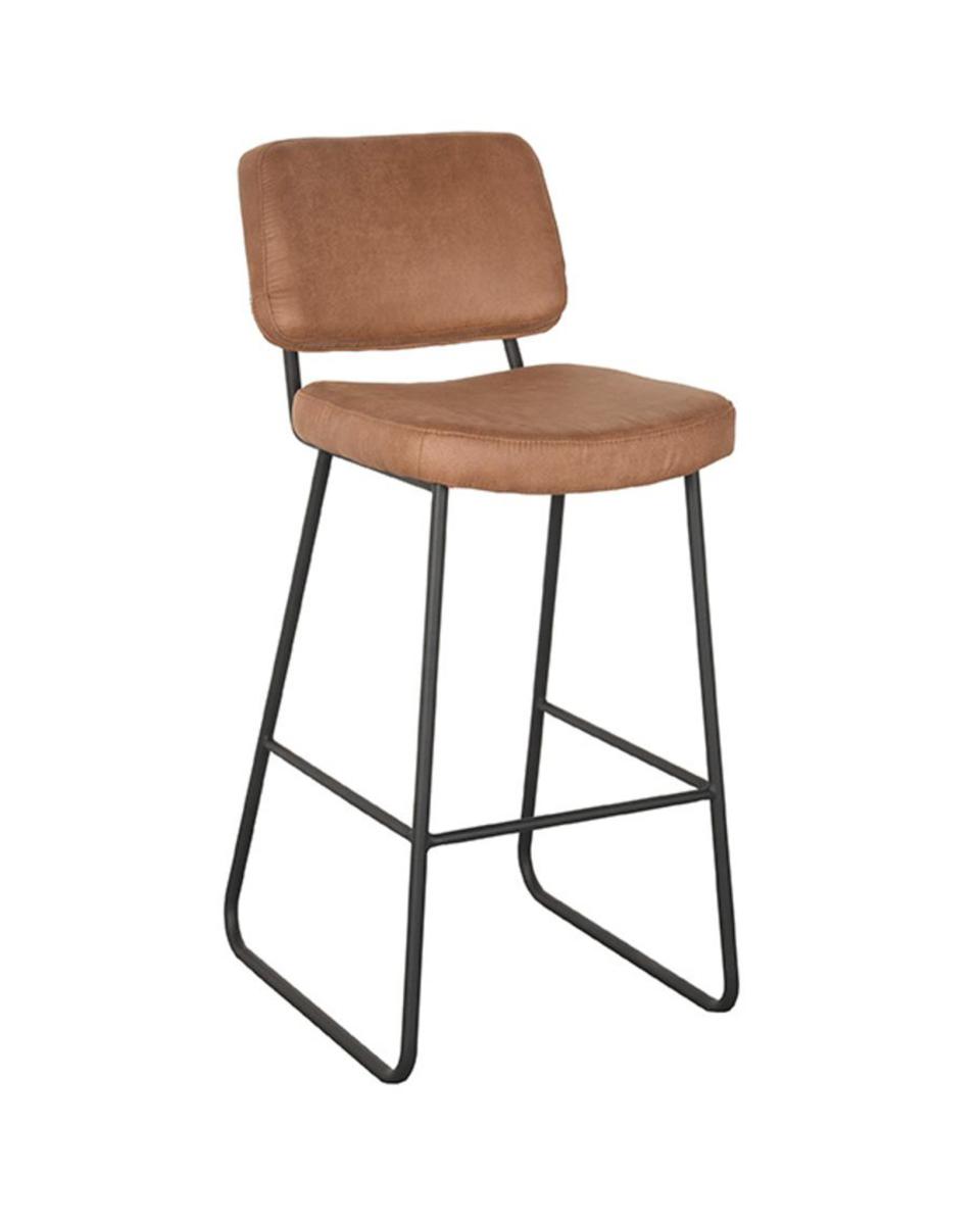 Tabouret de bar - Noah - Hauteur d'assise 78 CM - Microfibre - Cognac - Promoline