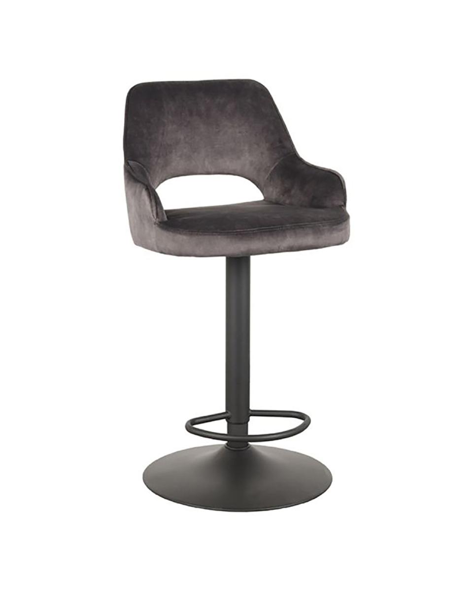 Tabouret de bar Ferry - Velours Anthracite - Métal noir - G-Line