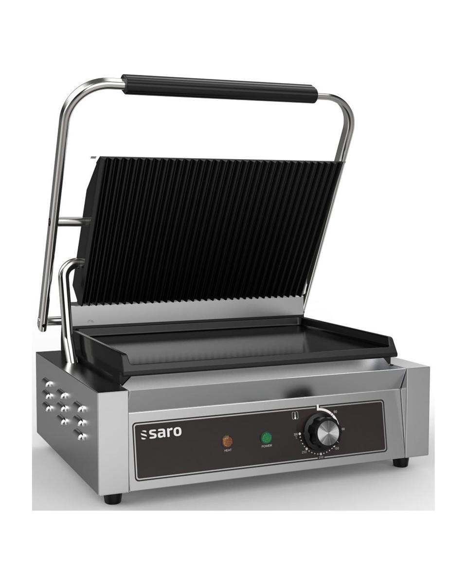 Contactgrill - RVS - 230V - H 19 x B 44 x D 41 CM - Saro - 443-10051