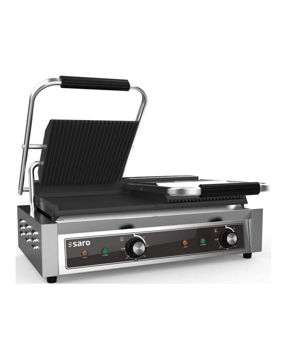 Contactgrill - RVS - 230V - H 19 x B 58 x D 41 CM - Saro - 443-10101