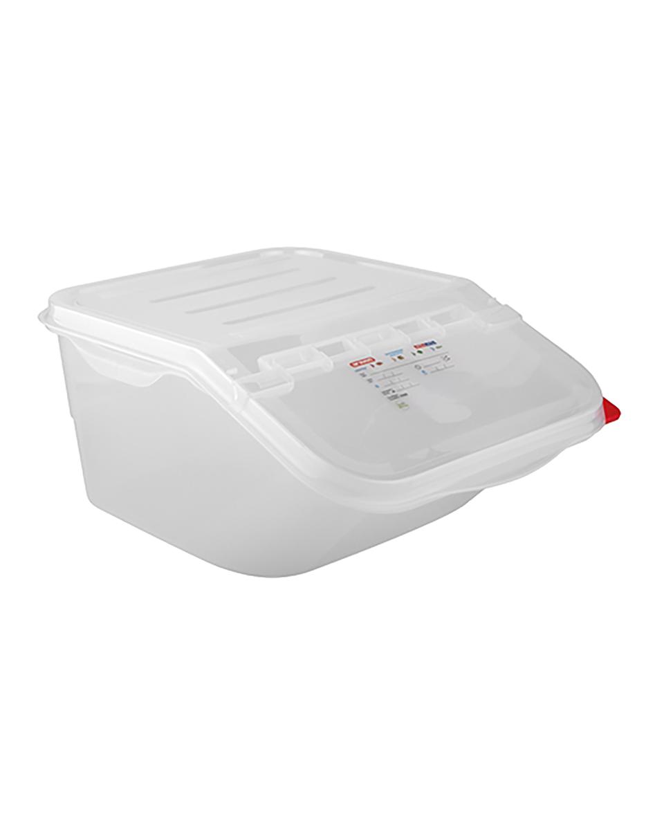 Conteneur alimentaire - H 20 x 34 x 41,5 CM - 1 124 KG - Polypropylène - Transparent - 16 Litre - -40°C / +90°C - Couvercle à charnière - Araven - 962071