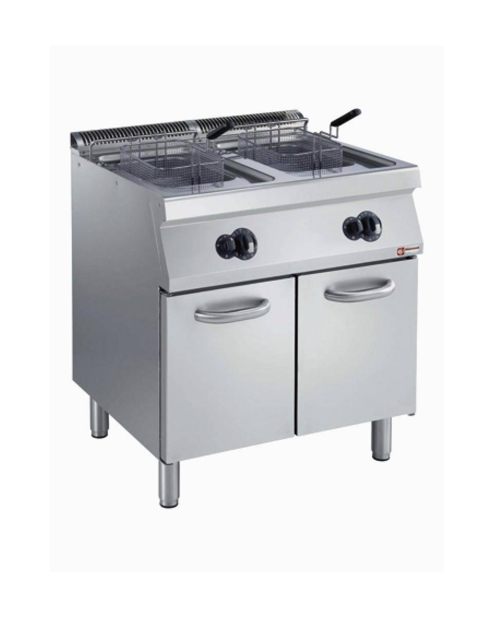 Friteuse gaz - 2 x 15 litres - Cuve en Y - Vanne de vidange - Socle - Diamant - G17/F30A8-N