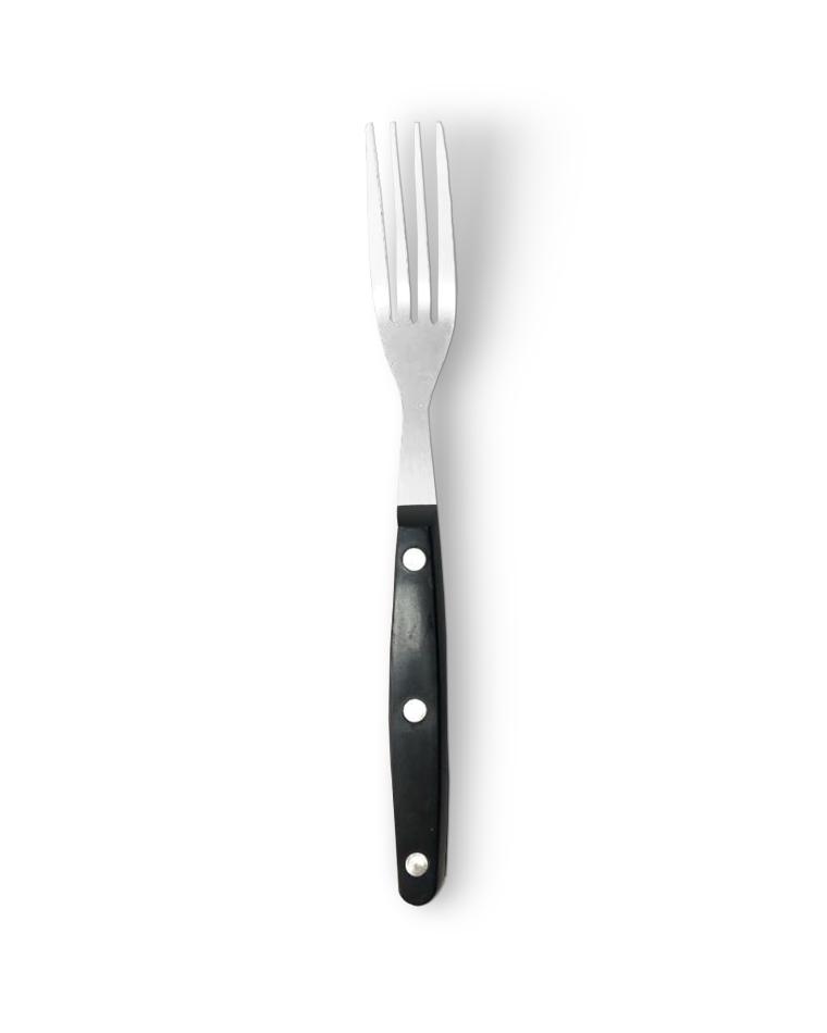 Fourchette à steak - 22 CM - Manche Noir - Promoline