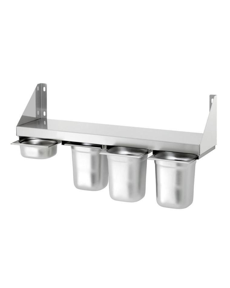 Etagère murale - Inox - 4 x 1/6 GN - 80 x 20 CM - Promoline