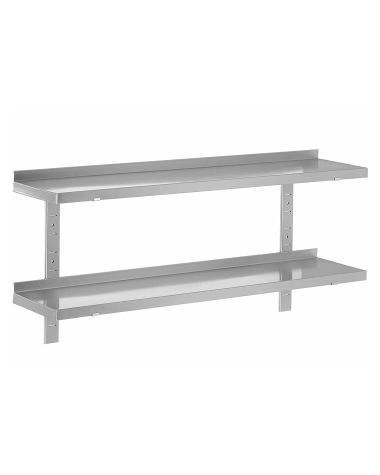 Etagère murale réglable en inox - Fermée - 2 niveaux - Promoline